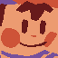 A close–up headshot portrait of Ness from Earthbound with a puppet–like smile, in warm hues.